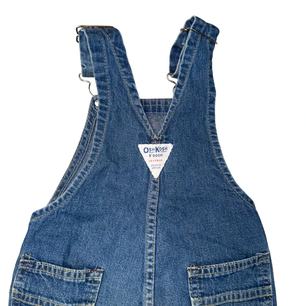 OshKosh B'gosh Overalls Kids 3T Blue Good Vintage Made in USA Vestbak Denim